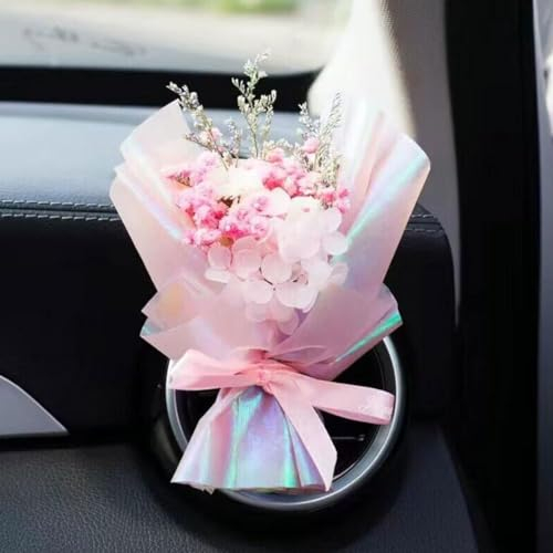 Kleiner Blumenstrauß Auto Lufterfrischer Vent Clips Mini Trockenblumenstrauß Auto Klimaanlage Auslass Parfüm Clip Dekoration Auto Ätherisches Öl Diffusor Vent Clip Auto Innenraum Zubehör