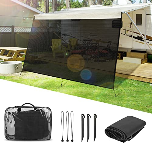 SUPAREE 10'x8' Pantalla de Protección Solar Caravana Pared Toldo Caravana Toldo Camper Furgoneta Bloqueador UV Universal para Autocaravana con Kits Completos