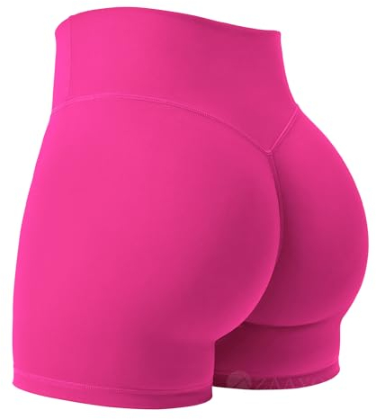 ZAAYO Sport Shorts Damen 4.5 Gym Shorts Booty Scrunch Hohe Taille Push Up Yoga Shorts Biker Gym Kurze Hosen Rosenrot S