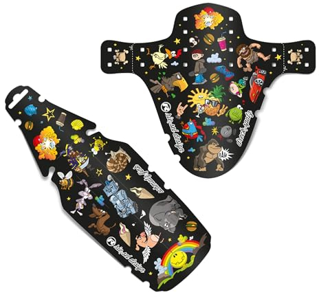 Riesel Design® Set aus 1x schmutz:Fink & 1x Dreck:Spatz Schutzblech Kinderfahrrad ab 16 Zoll/Spritzschutz für Kinder Fahrrad oder Mountainbike/Mudguard für Jungen & Mädchen - (stickerbomb Set)