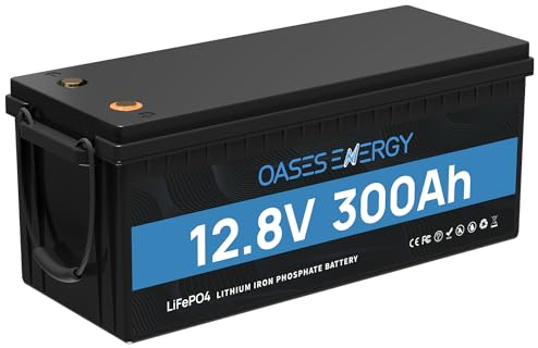 Oasesenergy LiFePO4 12V 300Ah Lithium Batterie mit 200A BMS und 4000~15000 Zyklen, 10 Jahre Lebensdauer, 3840Wh 12V LiFePO4 Akku für Wohnmobil, Solarpanel Kit, Backup-Strom, Camping, Boote