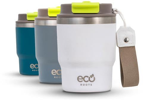 ECOROOTS Evergreen - Gobelet Isotherme 360 ml – Thermo Café avec Couvercle Anti-fuite Sans BPA – Tasse Nomade pour Voyages, Bureau, Sport et Outdoor – Travel Mug Élégant et Léger (BLANC IVOIRE)