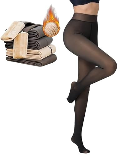 Collant Polaire Femme Grande Taille - Legging Élasticité Effet Transparent S-M, L-XL, XXL - Chaleureux (01-Noire Peau XXL 200g)