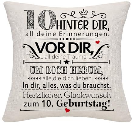 10 Jahre alt Mädchen Jungen Geburtstag Geschenk Hinter dir all deine Erinnerungen Inspirierende Geschenk 10. Geburtstag Geschenk Kissenbezug für Tochter Sohn Schwester Enkelin Enkel Freunde(10)
