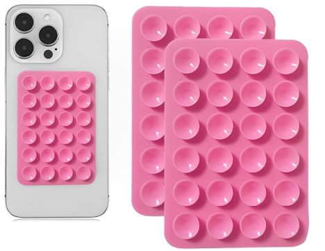 BIRLOZA 3 Stück Silikon Saugnapf Handyhalter Vielseitig Einsetzbar Selbstklebende Saugnapf Handyhülle Handy Saugnapfhalterung Saugnapfmatte für Mobile Handys für Alle Handy Modelle (Rosa)