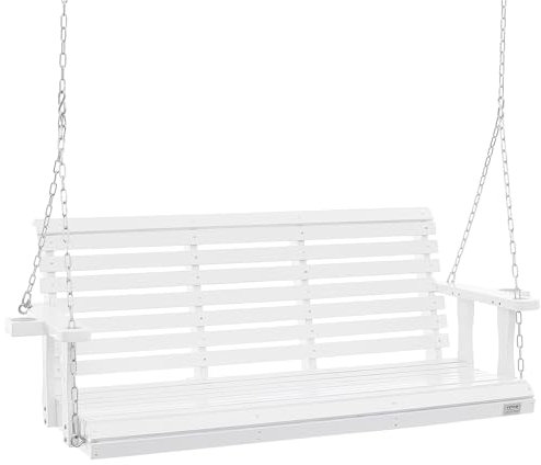 VEVOR Hollywoodschaukel Zedernholz, 1702x710x600mm, Terrassenschaukel für Hof und Garten, verbesserte Tragkraft von ca. 400 kg, robuste Schaukelstuhlbank mit Aufhängeketten für den Außenbereich, weiß