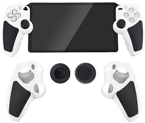 Silicone Grip Cover Case for PlayStation Portal, Anti-Slip Controller Protective Sleeve Ergonomic Handle Case with 2 Thumb Grip Caps for PS Portal Gaming Accessories (White)