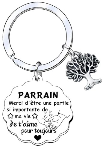 Aimini Cadeau Parrain Original Personnalisé - Porte-Clefs pour Anniversaire, Noël et Jour du Baptême