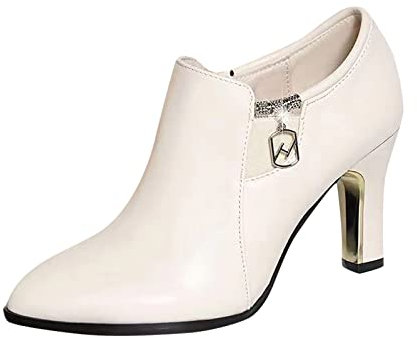 Stivali Donna con Zeppa Invernali Impermeabili - Stivaletti Alti al Ginocchio in Pelle con Cerniera - Scarpe Chukka