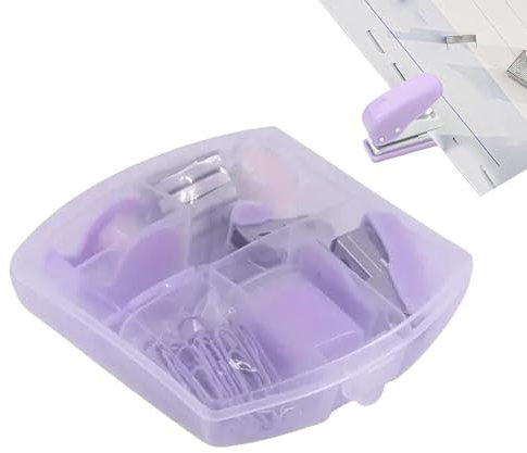 Suphyee Pequeña grapadora, pequeña grapadora | Juego de grapadora escolar portátil | Kit de suministros de oficina en miniatura para la escuela y el lugar de trabajo, juego de grapadora portátil con