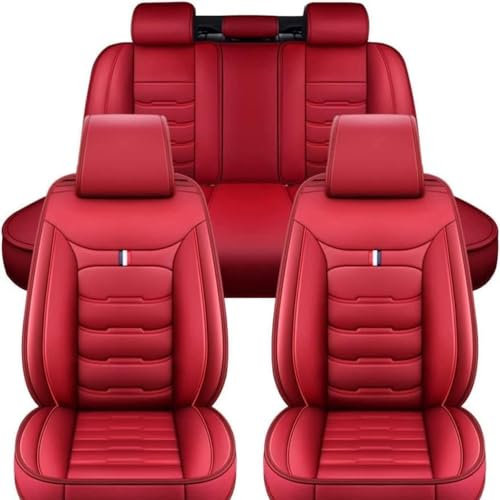 GaRcan Auto Autositzbezüge Set für Suzuki Swift Jimny Vitara Swift Grand Vitara 2000-2024, Leder Sitzbezüge Sets Sitzbezug Wasserdichtes Vorne Und Hinten Schonbezüge Zubehör,C/Red