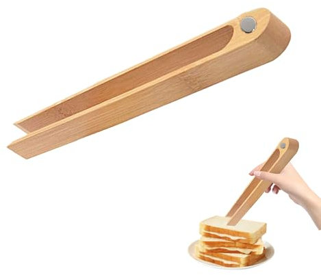 1PCS Toast Tongs Wooden Magnetic Toaster Tongs Reusable Bamboo Kitchen Tongs Modern Style Toaster Tongs Space Saving Modern Kitchen Accessory Wooden Tongs for Home Restaurant
