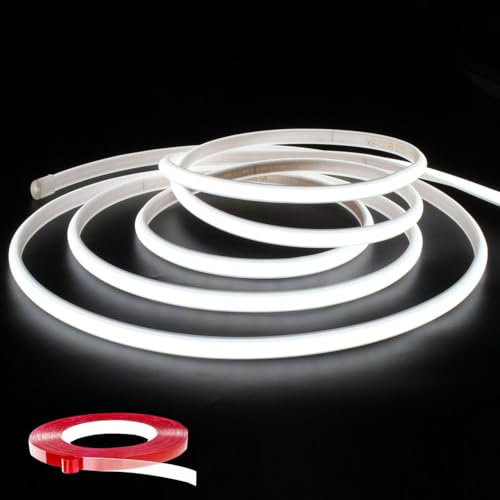 Q.Laomi COB LED Streifen 3m mit Schalter, Super Hell COB LED Strip 230V Direktanschluss, DIY Flexibel Wasserdicht IP65 LED Lichtband, Lichtleiste für Innen und Außenbeleuchtung, 6000K Kaltweiß, 3M