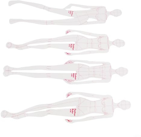 Fashion Illustration Vorlagen Lineal-Set für Präzision beim Kleidungsdesign und Zeichnen (A)
