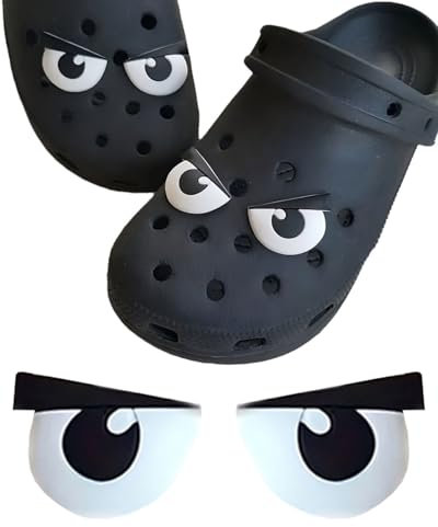 WUNZILO 2 pares Ojos de dibujos animados divertidos de cocodrilo para decoración de zapatos, accesorios de Crocs de funny, adornos de zapatos para Navidad, cumpleaños, regalos de fiesta