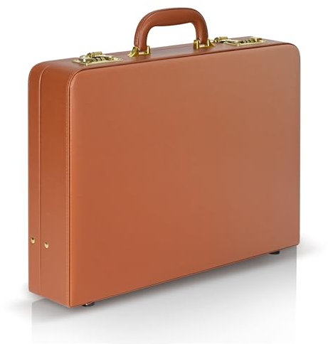 Briefcases for Men, Professional Leather Briefcase with Lock, Hard Shell Business Brief Case, Durable Executive Attache Case for Laptop Documents, Mens Hard Briefcase for Work Office Travel