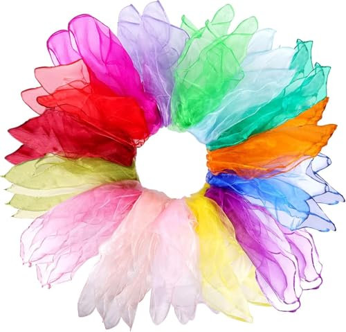 Lot de 30 foulards de jonglage - Chiffons de danse - En mousseline de soie - Multicolore - Pour jonglage - Accessoires de décoration - 60 cm
