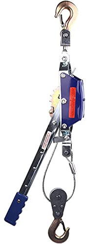 Heavy Duty Manual Power Puller Winch with 2 Hooks - Hand Cable Puller for Traction Cables and Vehicles