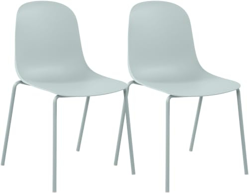 CLP 2er Set Stapelstuhl Hardin, mit ergonomischer Kunststoffschale und stabilem Metallgestell, geeignet für Esszimmer, Konferenzraum und Küche | Farbe türkis