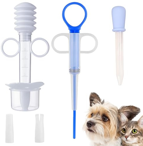 Tabletteneingeber Katze, 2 Stück Mit Praktischem Tropfer, Tablettengeber Für Katzen Mit Schluckhilfe, Milbemax Katzen Entwurmung Tabletten, Credelio Katzen Tabletten, Flohmittel Katzen Tabletten