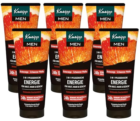 Kneipp MEN 3 in 1 Pflegedusche Energie - Für Haut, Haar & Gesicht - Multipack 6 x 200ml