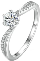 Skcess Platin Verlobungsring Damen, Ringe Frauen 5mm Synthetischer Diamant Weiß 0.5ct Moissanit Größe 49 (15.6)