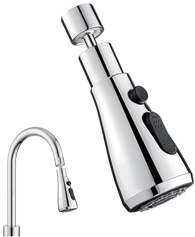 Faucet Extender,360° Rotating Kitchen Tap Spray Head Tap Extender for Kitchen Sink Universal Faucet Adapter Multi-Pattern Tap Attachment for Kitchen Sink Tap Aerator and Sprayer Silver