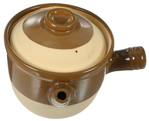 MAGICLULU Olla de Barro para Cocinar Medicina Tradicional, Cacerola de Cerámica de 2l Mango Antiescaldaduras Adecuado para Cocinar y Hervir