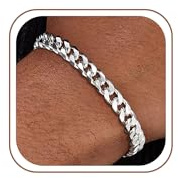 Maxcate Silber Armband Herren 925, 5MM Breit Kubanische Armband Wasserfester Armkette Herren Silber Armbänder für Herren Schmuck, Geschenk für Männer Längen 17.7/19/20/22.8 CM