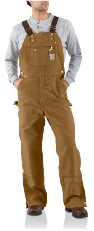 Carhartt Men's Zip To Thigh Bib Overall Unlined R37 - Brown - 38W x 34L
