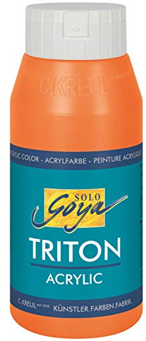 KREUL 17023 - Solo Goya Triton Acrylfarbe aprikose, 750 ml Flasche, schnell und matt trocknend, Farbe auf Wasserbasis, in Studioqualität, vielseitig einsetzbar, gut deckend und ergiebig