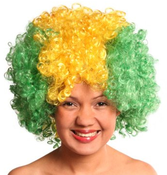 Alsino Die Curly Mega Afro Perücke XXL Perücken gelb grün - Partyperücke riesige Locken