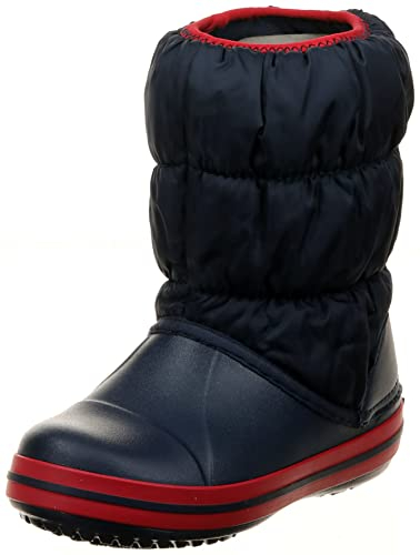 Crocs Unisex Bambino Winter Puff Boot Kids Stivale, Navy/Red, 24/25 EU