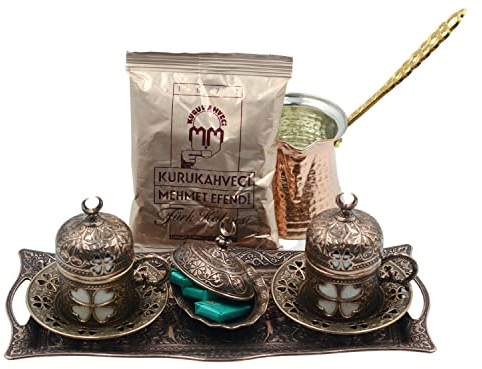 (Lot au choix) 6 verres à thé de style turc avec porte-gobelet, couvercles et sous-tasses - 100 ml - Argentés