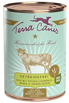 Terra Canis | Kalb mit Petersilienwurzel, Mango & Johannisbeere, getreidefrei | 6 x 800 g