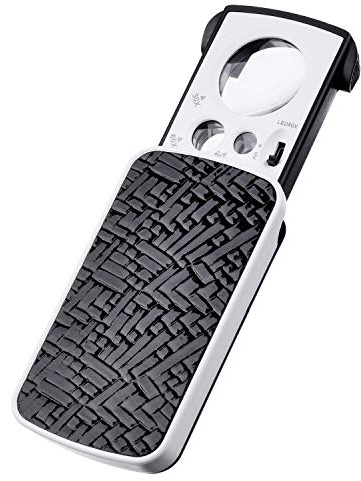 Glas Auge Vergrößerungsglas Juweliere Slide Out Pocket Lupe Lupe mit LED Kleine Tragbare Lupe Lupe Schmuck 30X 60X 90X Vergrößerung mit LED und UV Licht (Schwarz)