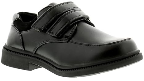Rockstorm Phillip Boys' Black School Shoes, Scuff-Resistant Synthetic Leather Formal Shoes with Twin Strap Fastening