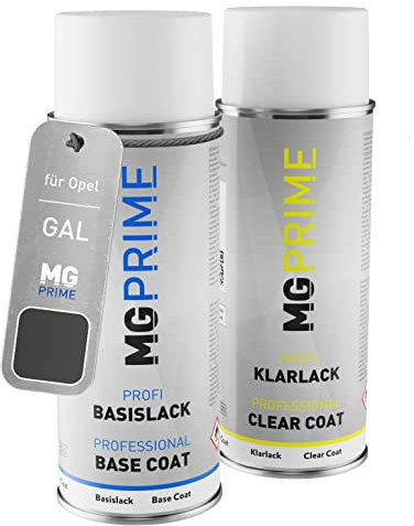MG PRIME Autolack Sprühdosen Set für Opel GAL / 177 Technical Grey Metallic/Karbongrau Metallic Basislack Klarlack Spraydose 400ml