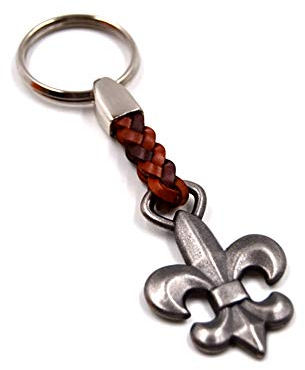 Schlüsselanhänger Schlüsselring Lilie an Lederband 7 cm Plus Ring 2,5cm