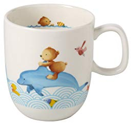 Villeroy und Boch Happy as a Bear Kinderbecher mit Henkel, 250 ml, Premium Porzellan, Weiß/Bunt