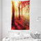 ABAKUHAUS Fallen Wandteppich und Tagesdecke, Nebligen Morgen im Wald aus Weiches Mikrofaser Stoff Waschbar ohne Verblassen Digitaldruck, 140 x 230 cm, Gelb Rot