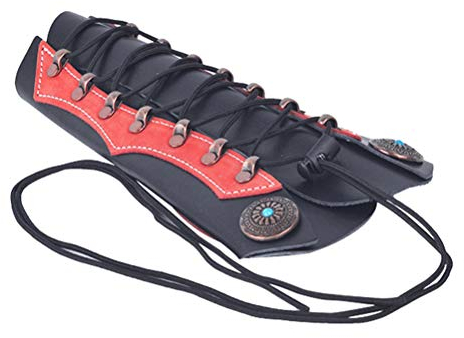 Cambano Armschutz Bogenschießen Leder Armschutz Jagd Schießen Pfeil Bogen Ausrüstung Zubehör Unterarmschutz Schnürsenkel Armband Armschutz Stulpe Manschette mittelalterliche Armschienen