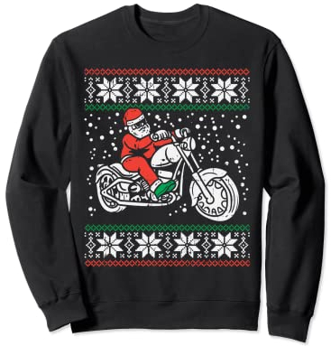 Santa Ridin Motocycle Ugly Christmas Sweater Xmas Biker Gift Sweatshirt