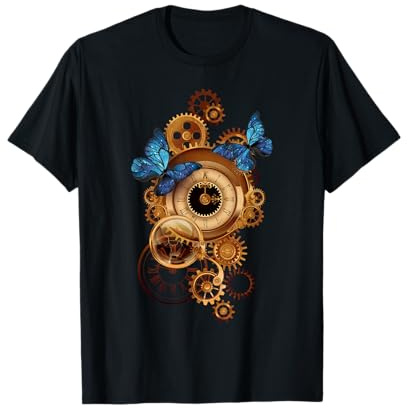 Steampunk Clock Gear und Schmetterlinge Vintage Retro T-Shirt