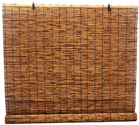 ZHLT Bambusrollo Raffrollo Bambus Ohne Bohren 120 X 200cm Natur Rollo Bambus Sonnenschutz Sichtschutz Für Fenster Und Türen Dunkelbraun