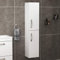1450mm Wall Mounted 2 Doors Tall Boy Storage Cabinet Unit Bathroom Furniture - Gloss White