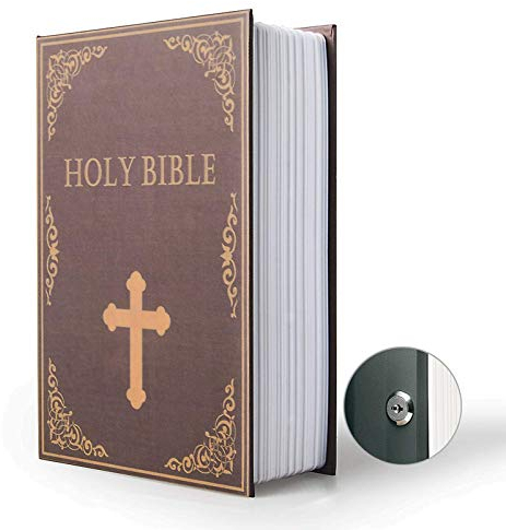 Boîte de rangement pour livre de détournement, coffre-fort secret pour dictionnaire avec serrure/clé à combinaison de sécurité, coffre-fort caché pour livre de détournement (Bible-Clé)