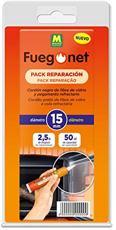 FUEGO NET Fuegonet 231580 Cordón Negro con adhesivo 15 mm x 2,5 m