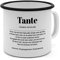 Emaille-Tasse mit Definition Tante - Tasse mit Spruch, Wörterbuchtasse, Geschenktasse, witzig, Kaffeebecher, Becher, Tasse, Becher - Farbe Weiß/Schwarz