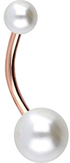 PIERCINGLINE Titan Bauchnabelpiercing SYNTH. PERLEN Banane Bananabell Roségoldfarben 8 mm